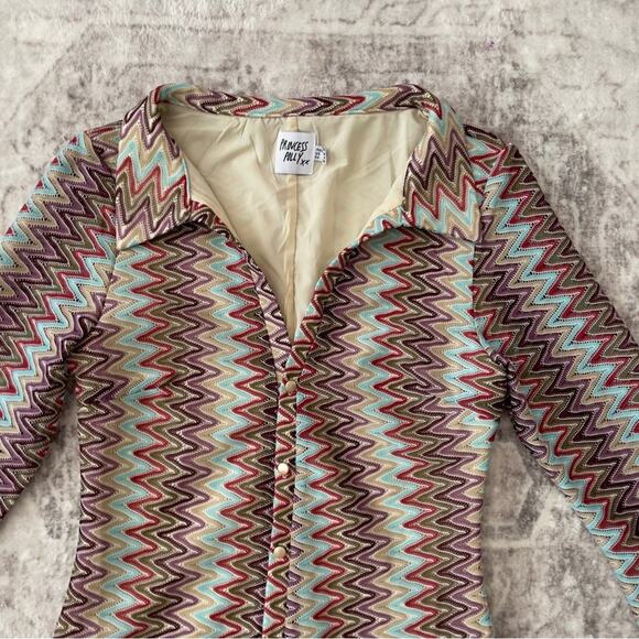 Princess Polly Bell Sleeve Knit Collared Retro Romper Size 4 - Picture 2 of 14